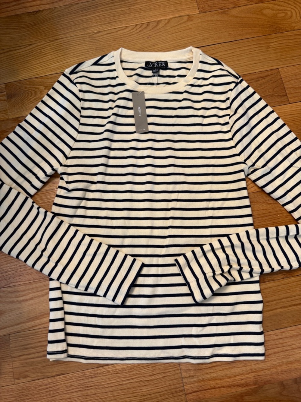 J. Crew Navy & Cream Striped Long-Sleeve Crewneck NWT large